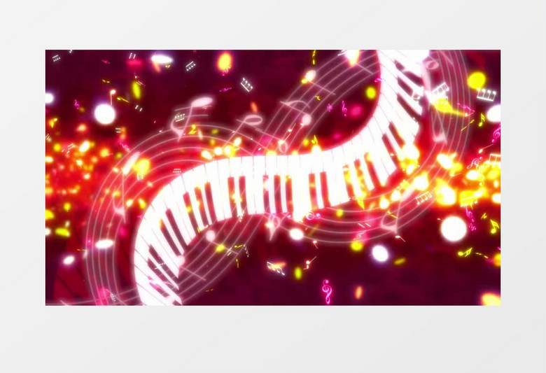 光效音符钢琴键背景视频（有音乐）