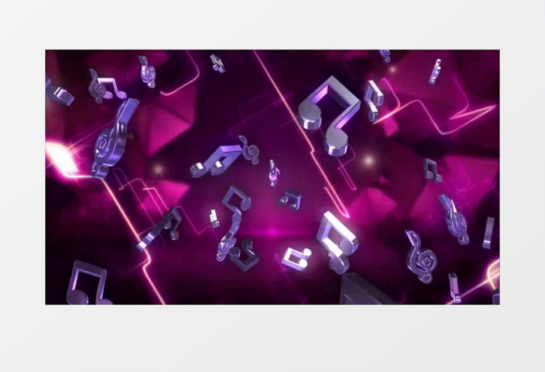 紫色3D音符背景视频（有音乐）