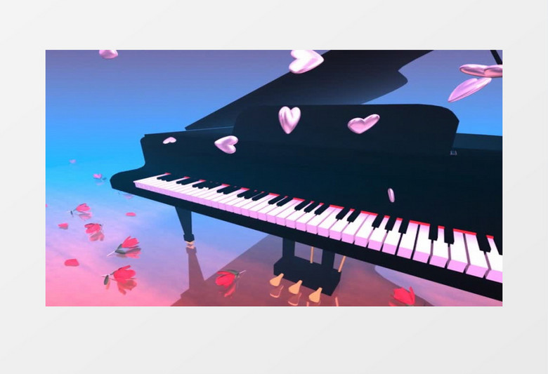 爱心飘浮钢琴背景视频（有音乐）