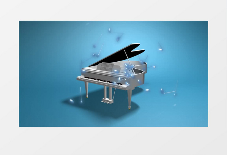三角钢琴五线谱音符飞舞背景视频（有音乐）