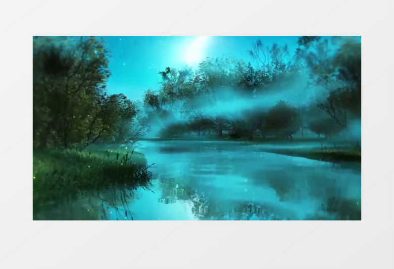 寂静树丛湖面背景视频（有音乐）