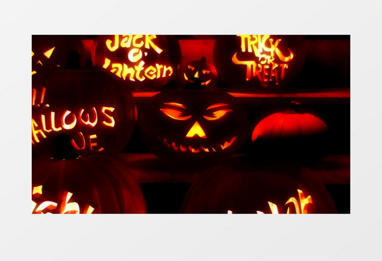 忽明忽暗的万圣节南瓜灯背景视频（有音乐）