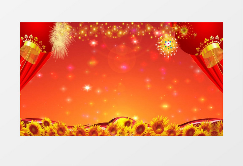 红色大气喜庆金色粒子背景视频（有音乐）