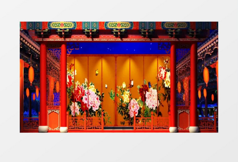 中国京剧戏台背景视频（有音乐）