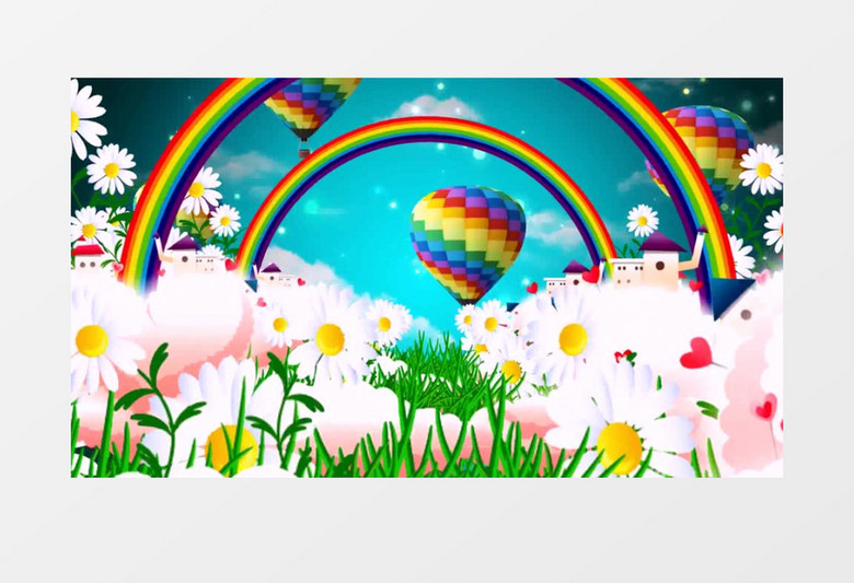 彩虹热气球儿童节 小宝宝背景视频（有音乐）