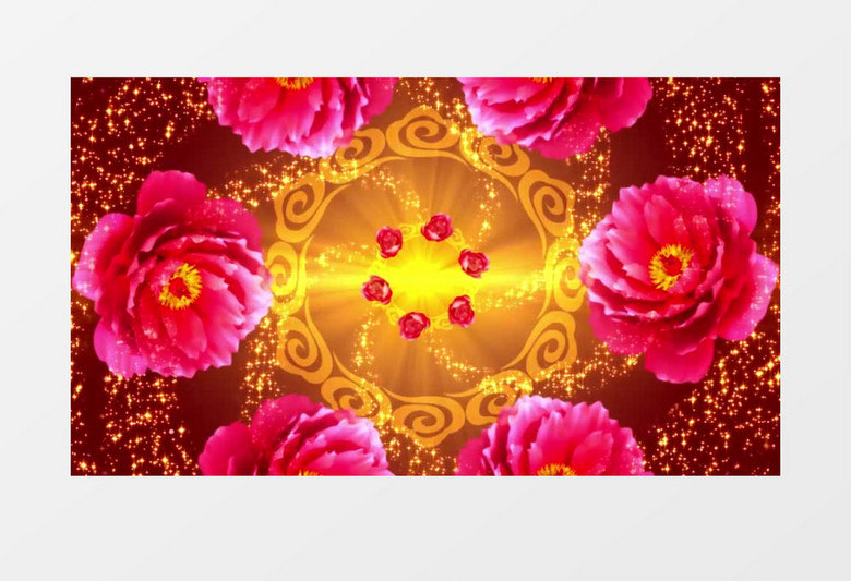 旋转喜庆牡丹花背景视频（有音乐）
