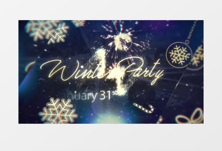 粒子光效冬季聚会活动片头ae模板