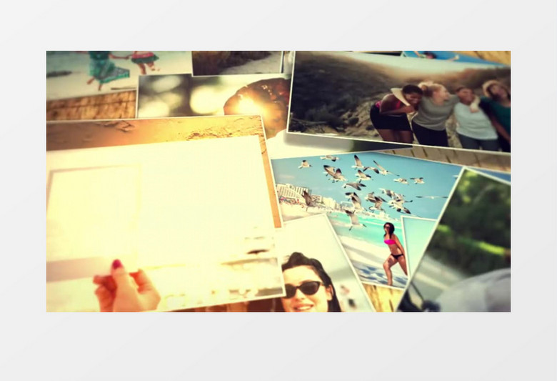 唯美照片飘落堆叠幻灯片展示ae模板