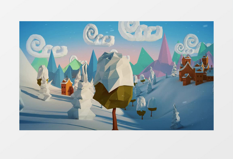 雪地城堡圣诞快乐新年标志ae模版