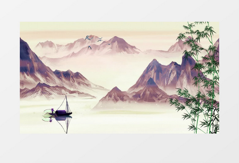 水墨画中国风背景画ae模板