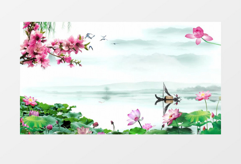 唯美水墨画中国风背景素材视频ae模板