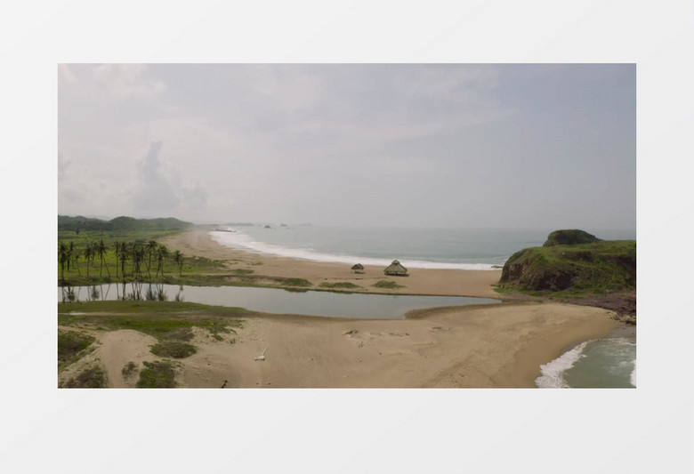 海岸蓝天天际线展示实拍视频