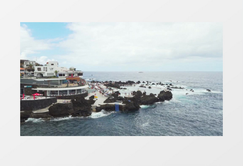 清新海洋城市天际线展示实拍视频