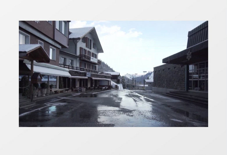 冬天城镇的街道实拍视频素材
