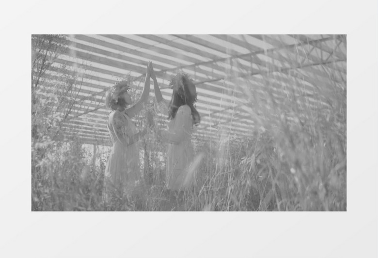 两个花环美女在跳镜像舞蹈实拍视频素材