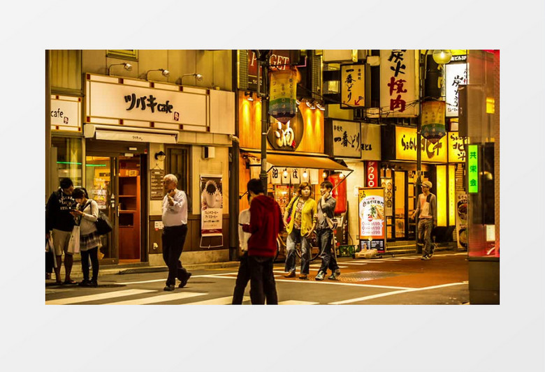 高清夜晚拍摄一条安静的东京街道实拍视频素材