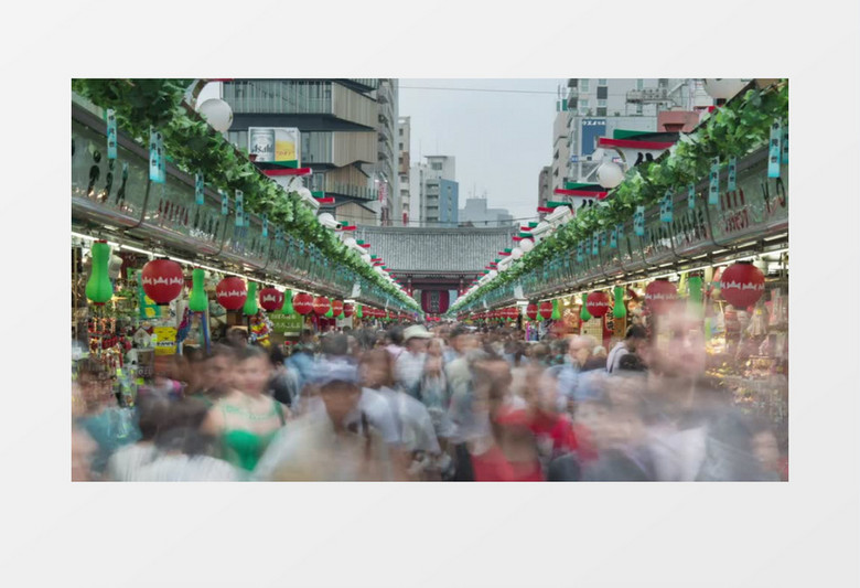延时摄影商业街人流实拍视频素材