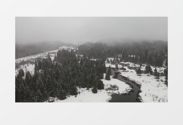 航拍冬季森林环境实拍视频素材