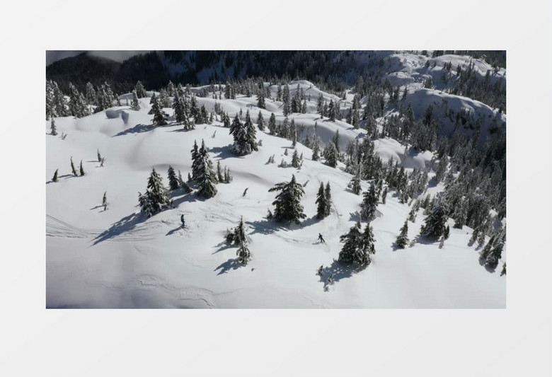 航拍在雪地里滑雪实拍视频素材