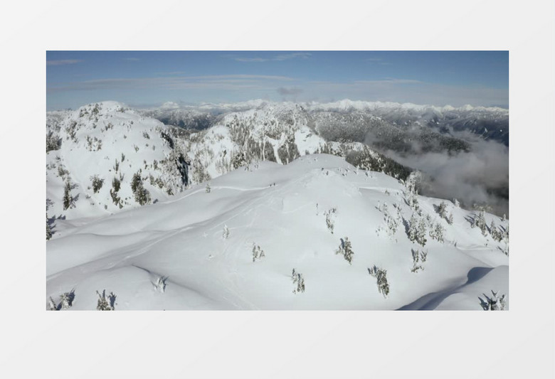 加拿大白雪皑皑的山脉实拍视频素材