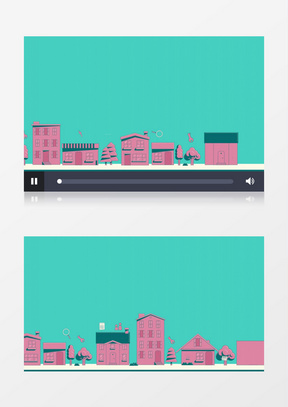 建筑物在街面弹出平面图标动画视频素材