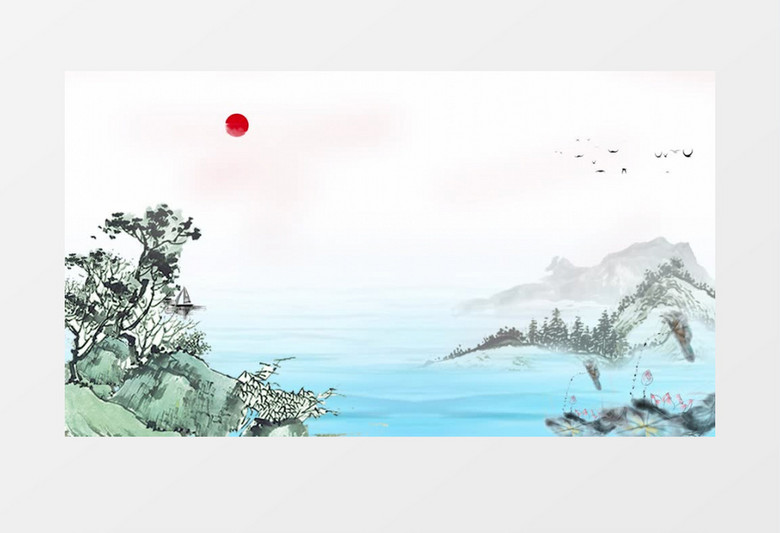 中国风水墨山水动态视频pr模板