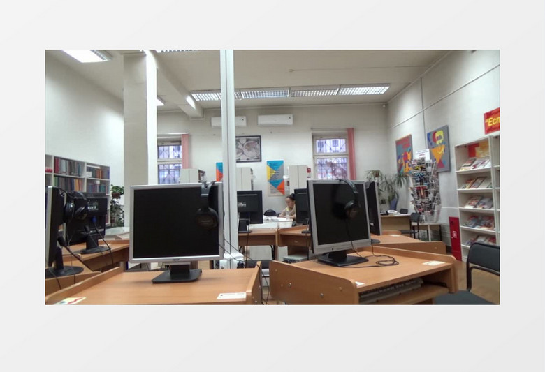 学校图书馆360度计算机实拍视频素材