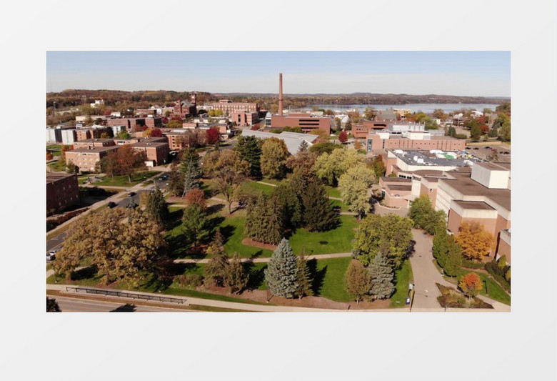 无人机拍摄大学地面鸟瞰图实拍视频素材