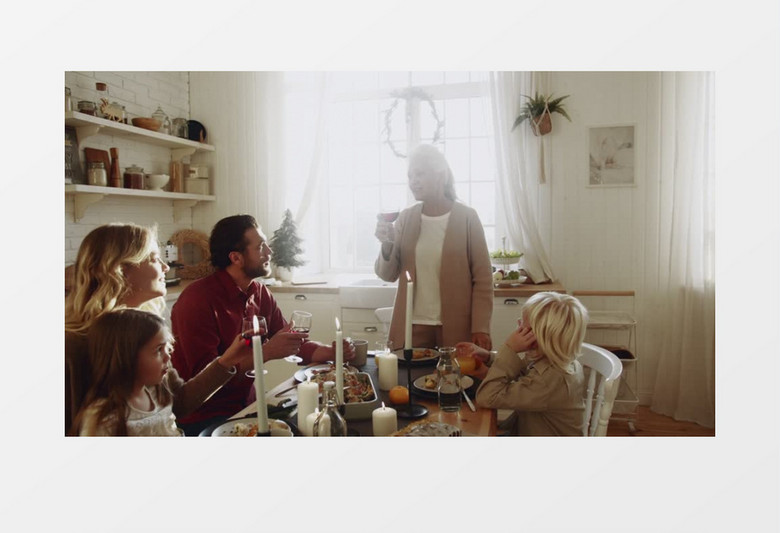 家庭聚会举杯庆祝实拍视频素材