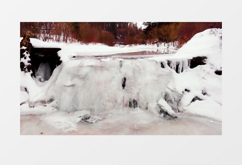 冰雪覆盖下的小溪实拍视频素材