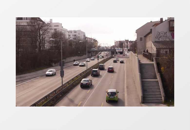 高清实拍车辆行驶过高架桥实拍视频素材