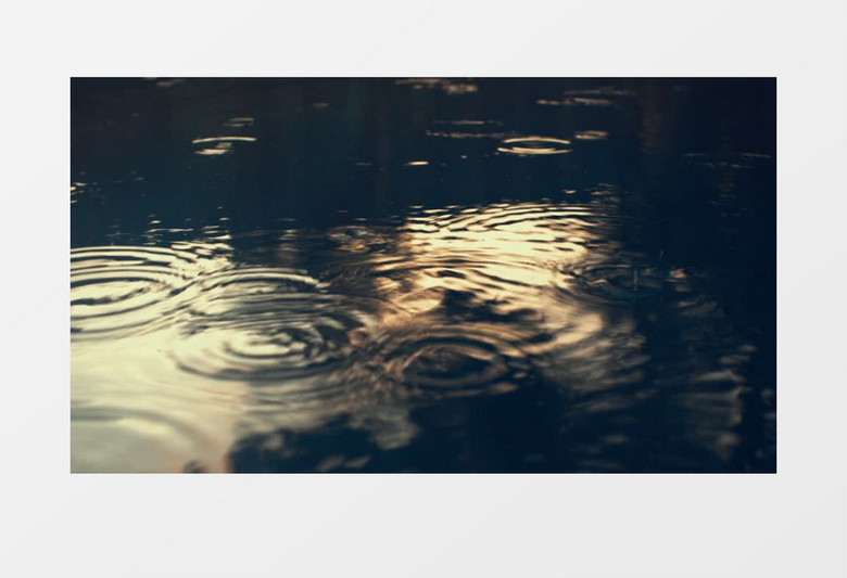 小雨滴轻轻落在平静的湖面实拍视频素材