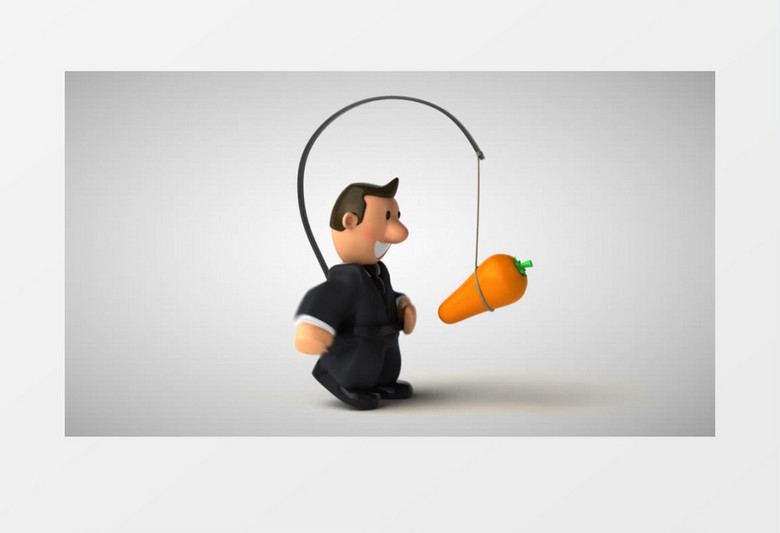 一个卡通男人背了个胡萝卜前行视频素材