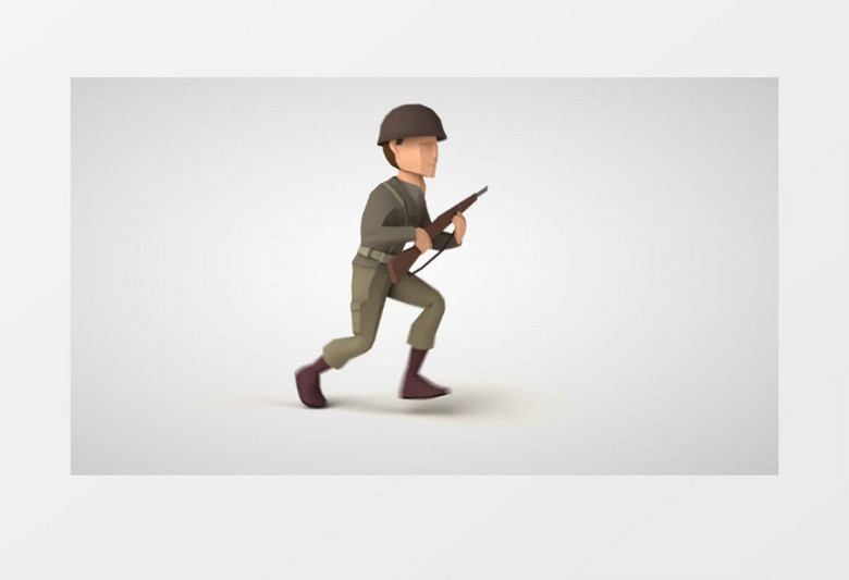 卡通3D战士抱着枪奔跑视频素材