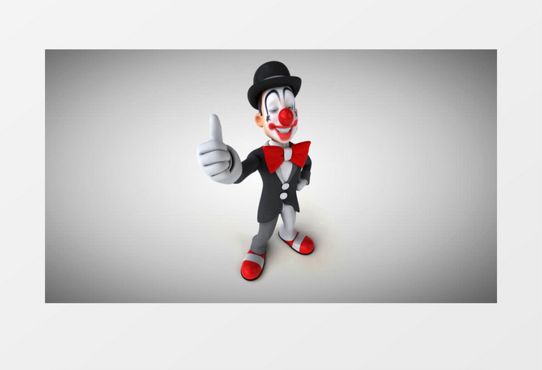 卡通小丑人物竖大拇指动态视频素材