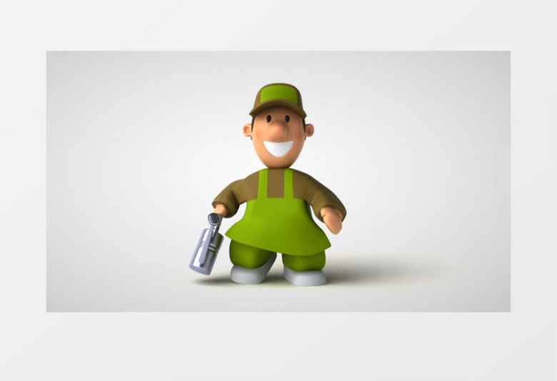 卡通3D男人提着水壶行走视频素材