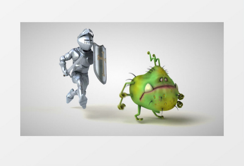 钢铁骑士在追病毒怪兽视频素材