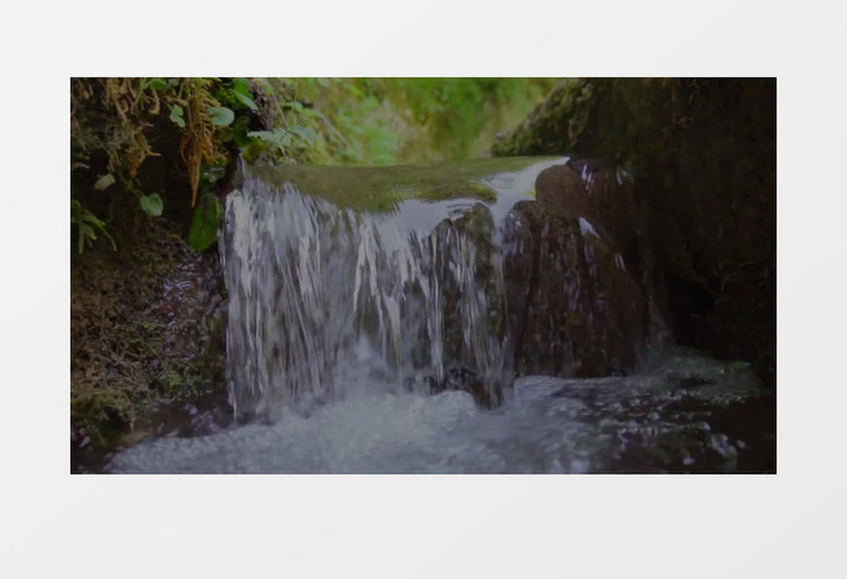 小溪断壁上的小瀑布实拍视频素材