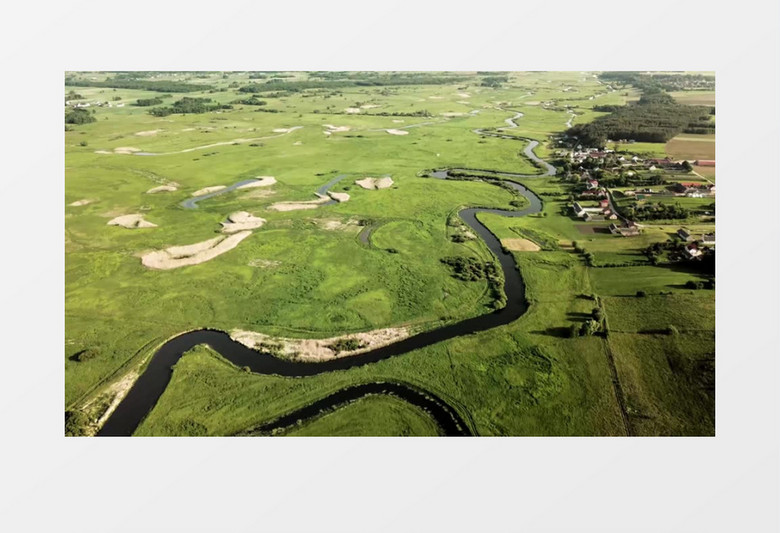 航拍大地上蜿蜒的小河实拍视频素材