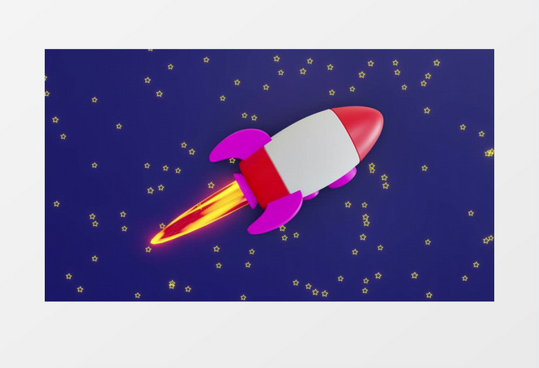 卡通红色火箭缓缓上升视频素材