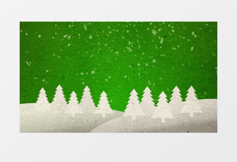 绿色雪花飘落圣诞树视频背景视频素材