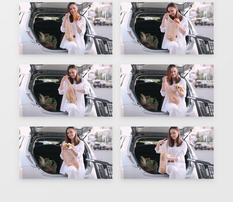 高清实拍美女倚靠在车上整理物品视频素材下载 Mp4格式 3840 2160像素 熊猫办公