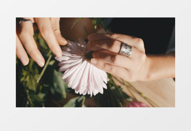 花艺师在整理花朵实拍视频素材
