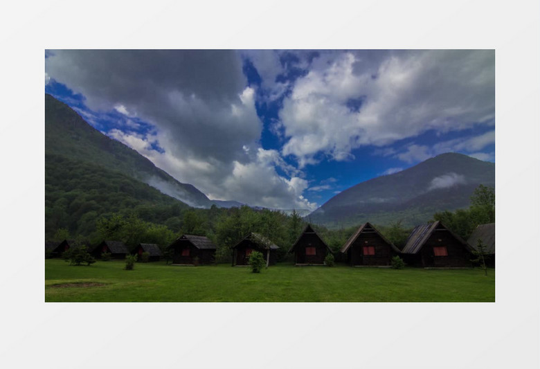 延时拍摄山庄上方云朵变化延时拍摄视频素材