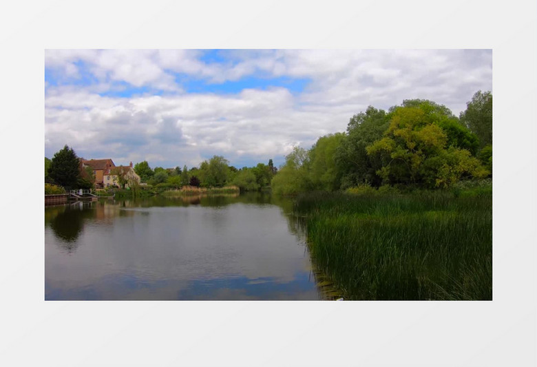 延时拍摄风吹过之后水面和植被变化延时拍摄视频素材