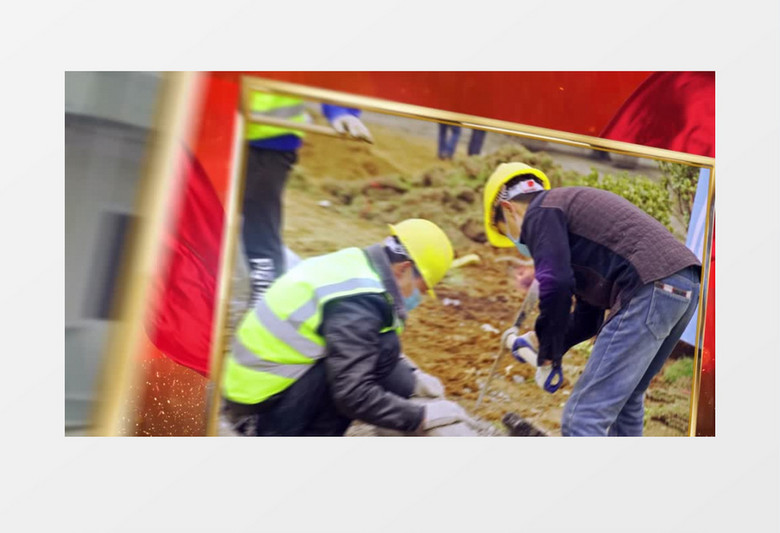 向劳动者致敬图片穿梭开场片头AE模板