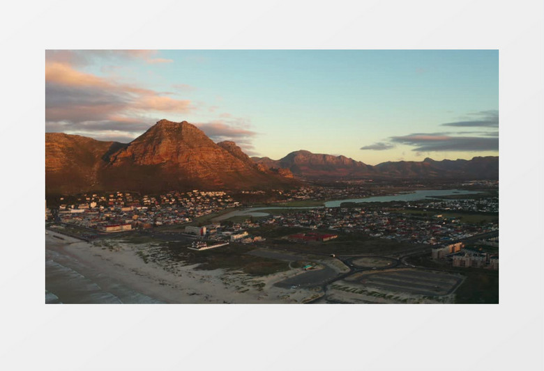 航拍被山围绕的居民生活实拍视频