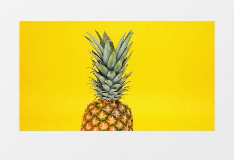 黄色背景下的一颗菠萝实拍视频素材