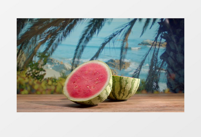 夏日海边的西瓜实拍视频素材