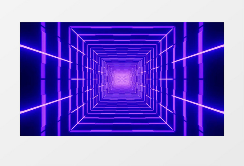 创意蓝紫色方形隧道不断深入背景视频素材有音乐